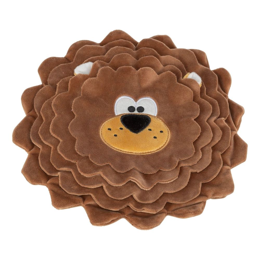 Pluszowa zabawka dla psa w kształcie głowy lwa, będąca jednocześnie matą węchową na smakołyki - sklep zoologiczny Konikpolny.pl