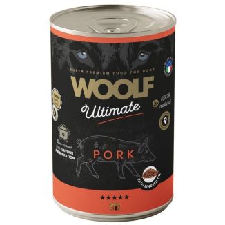400g wolno gotowanego pasztetu dla psa Woolf Ultimate Can z wieprzowiną i olejem lnianym - sklep zoologiczny Konikpolny.pl
