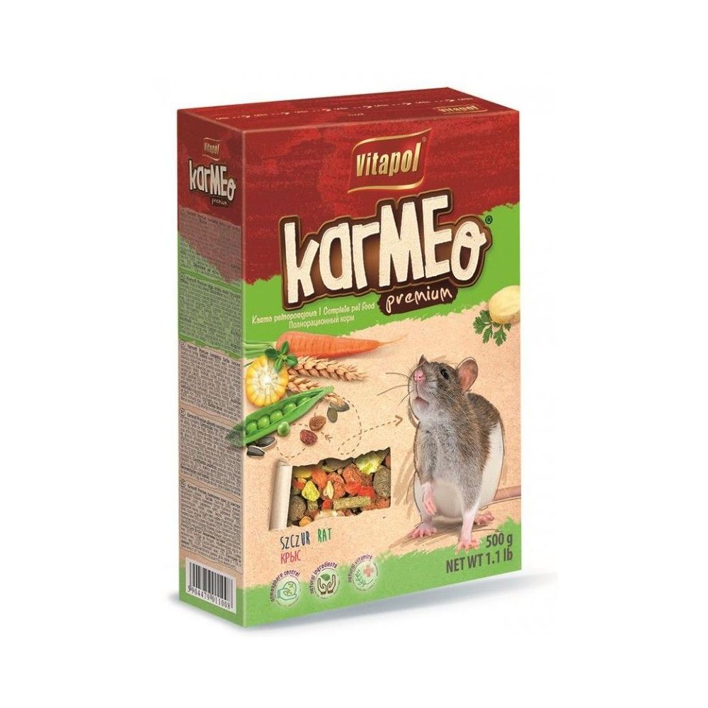 Opakowanie 500g pełnoporcjowej karmy dla szczura Vitapol Karmeo Premium - sklep zoologiczny Konikpolny.pl