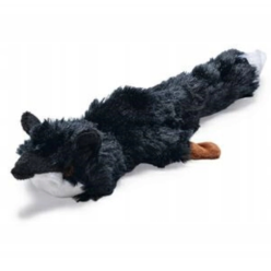 Czarna, płaska, pluszowa zabawka w kształcie liska bez wypełnienia i z dwiema piszczałkami - sklep zoologiczny Konikpolny.pl