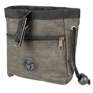 Ciemnoszara, nylonowa saszetka treningowa na przysmaki + wbudowanym dyspenserem na woreczki - sklep zoologiczny Konikpolny.pl