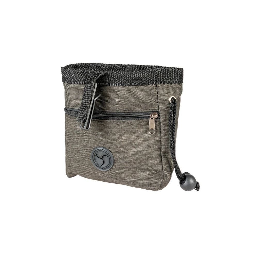 Ciemnoszara, nylonowa saszetka treningowa na przysmaki + wbudowanym dyspenserem na woreczki - sklep zoologiczny Konikpolny.pl