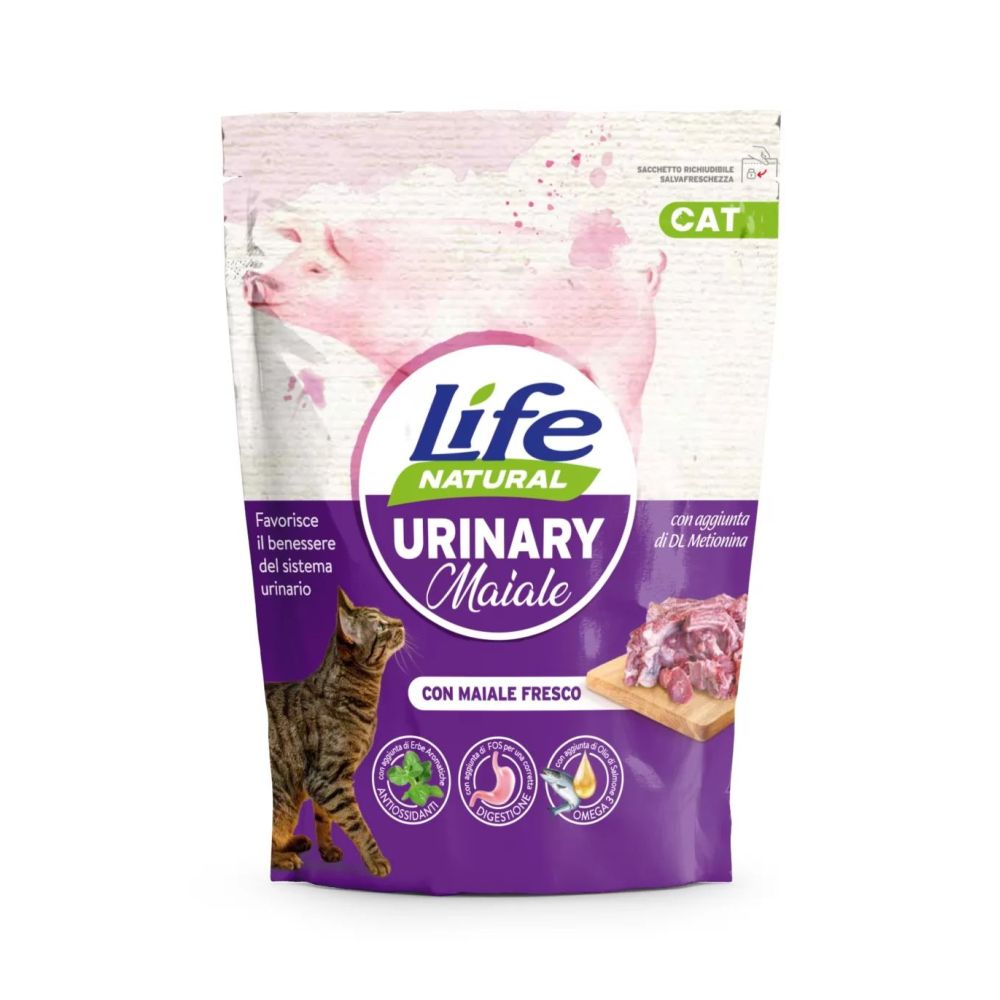 Opakowanie suchej karmy dla kota Life Cat Urinary Pork 800g wspierającej drogi moczowe