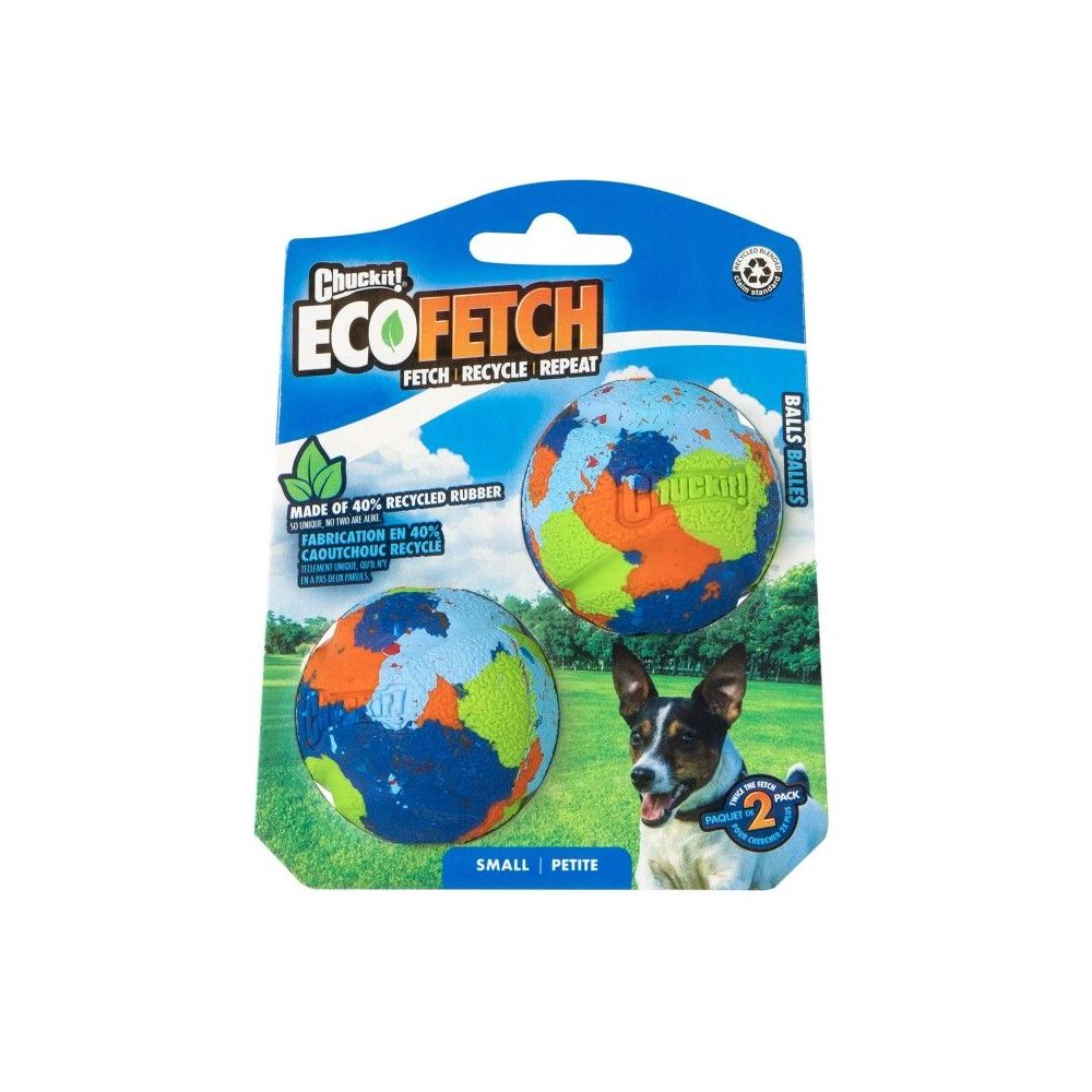 Dwie ekologiczne piłki dla małego psa Ecofetch Ball Small 5cm z gumy z recyklingu