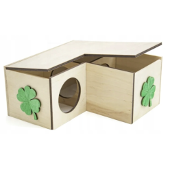 Drewniany domek wielokomorowy Pino-57 25x25cm dla gryzoni ze zdejmowanym daszkiem