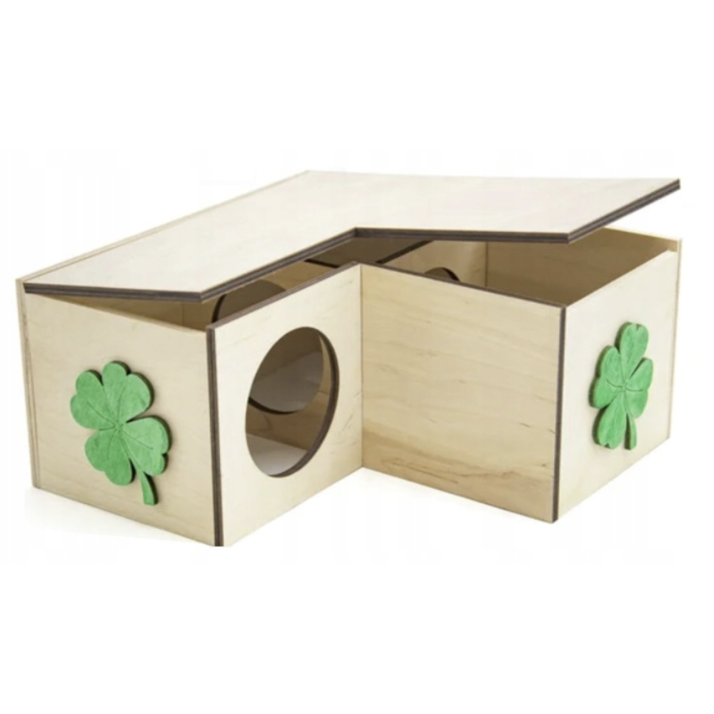 Drewniany domek wielokomorowy Pino-57 25x25cm dla gryzoni ze zdejmowanym daszkiem