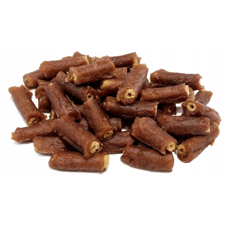 Opakowanie 500g hipoalergicznych przysmaków dla psa Alda - Rurki ryżowe z łososiem