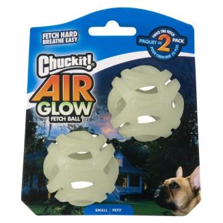 Zestaw dwóch świecących, ażurowych piłek dla małego psa Chuckit! Max Glow Air Small 5cm