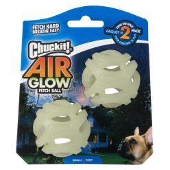 Zestaw dwóch świecących, ażurowych piłek dla małego psa Chuckit! Max Glow Air Small 5cm