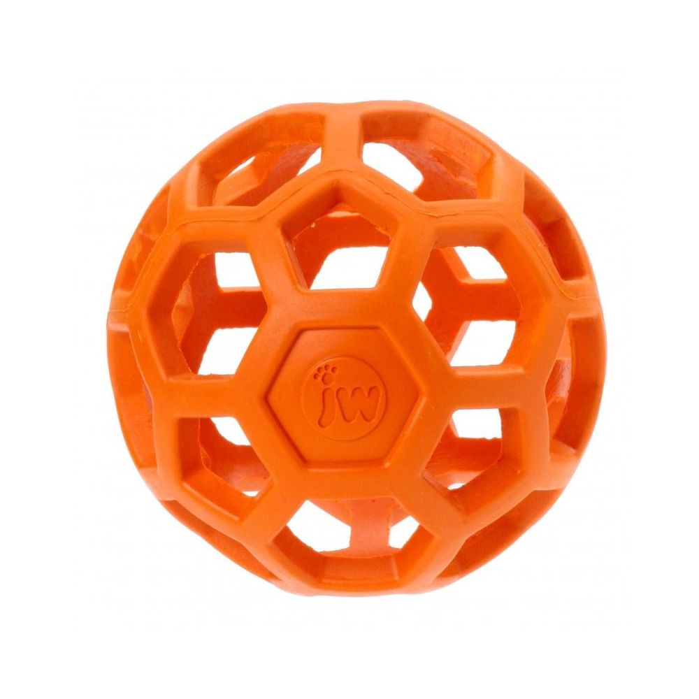 Ażurowa, pomarańczowa piłka gumowa dla psa JW Hol-Ee Roller Small 8,7cm