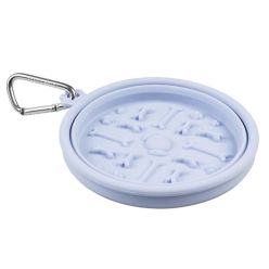 Liliowa, składana miska podróżna dla psa Duvo+ z funkcją maty do lizania i przyssawkami